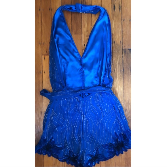 Free People (FP) Bella Sequin Romper - Blue - Picture 3 of 5